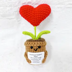 1pc Positive Handmade Heart Crochet Decoration, Emotional Support Gift, Creative Birthday Party Decor, Christmas Ornament, Inspirational Present, Heartfelt Decoration