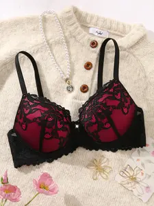 Women's sexy lace embroidered bralette bra, with push-up and lifting design, suitable for dates, parties, and special occasions; a perfect Valentine's Day gift.