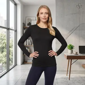 Women's Lightweight Baselayer Crew Top Long Sleeve Form Fitting 4-Way Stretch Thermal - Comfortable Breathable Base Layer Perfect for Cold Weather Outdoor Activities Hiking Running Yoga Workout Layering Essential Clothing