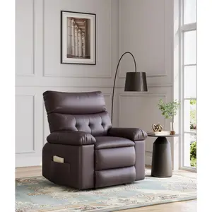 Garvee Oversized Recliner Chair - PU Leather Manual Recliner for Adults, Lazy Chair with 1.5X Sponge Comfort Arm and Back for Living Room, Bedroom