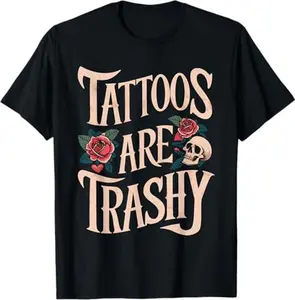 Suaigozi 24-Tattoos are Trashy T-Shirt Men Unisex Regular Fit Crew Neck Long Sleeve Geometric Print Sport Streetwear All Season