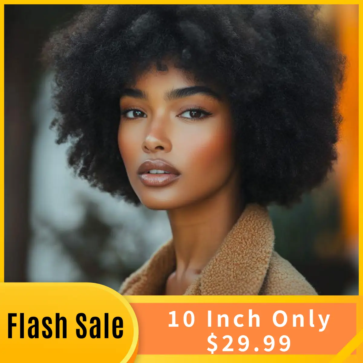 【Limited-time Flash Sale】Formi Glueless Wear and Go Wig Short Afro Curly Human Hair Wigs for Black Women Cosplay Wigs 70s Puff Wig with Bangs 100% Bra