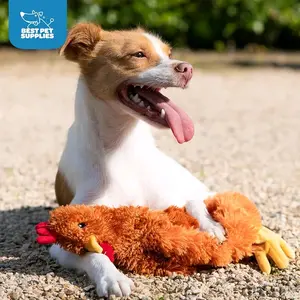 Chicken Crinkle Plush Dog Toy for Interactive Play - Cute and Cuddly Brown Chicken Toy Shape for Puppy and Senior Indoor Play
