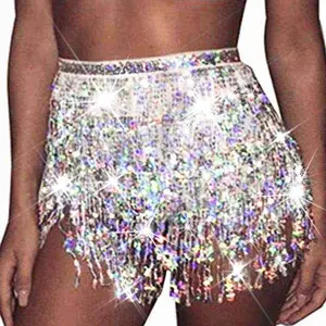 Sparkly Sequin Fringe Skirt Mermaid Costume Belly Dance Skirts Rave Festival Outfits for Women
