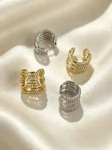 4 Pcs Rhinestone Ear Cuffs, Hypoallergenic Non-Piercing Sliding Earrings, Women's Daily Office Graduation Gift