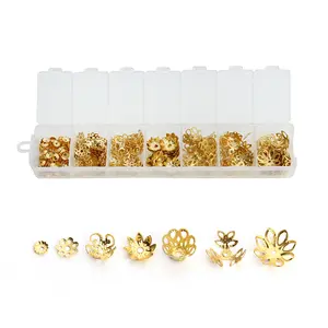 430pcs/Box Jewelry Making Kits Alloy Bead Caps End Crimps Beads Flower Holder Cap Box for Handmade DIY Bracelet Necklace Finding