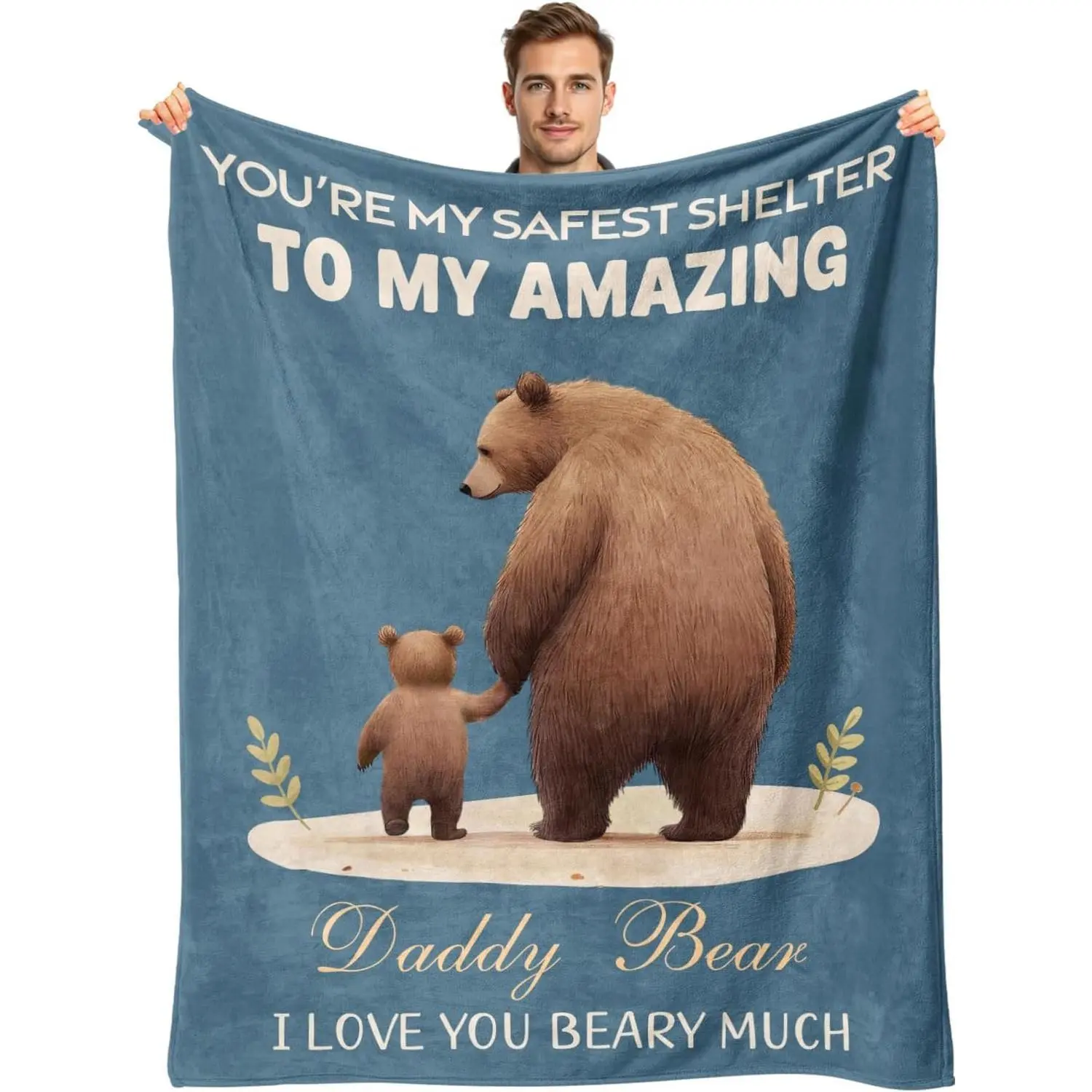 Flannel Blanket |To My Amazing Daddy Bear Flannel Throw Blanket, Funny I Love You Beary Much Gifts For Dad From Daughter Son, Perfect For Christmas Thanksgiving Birthday| Home & Gift