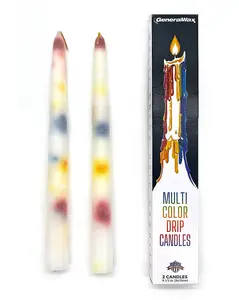 Rainbow Multi-Color Drip Candles (Pair of 2)