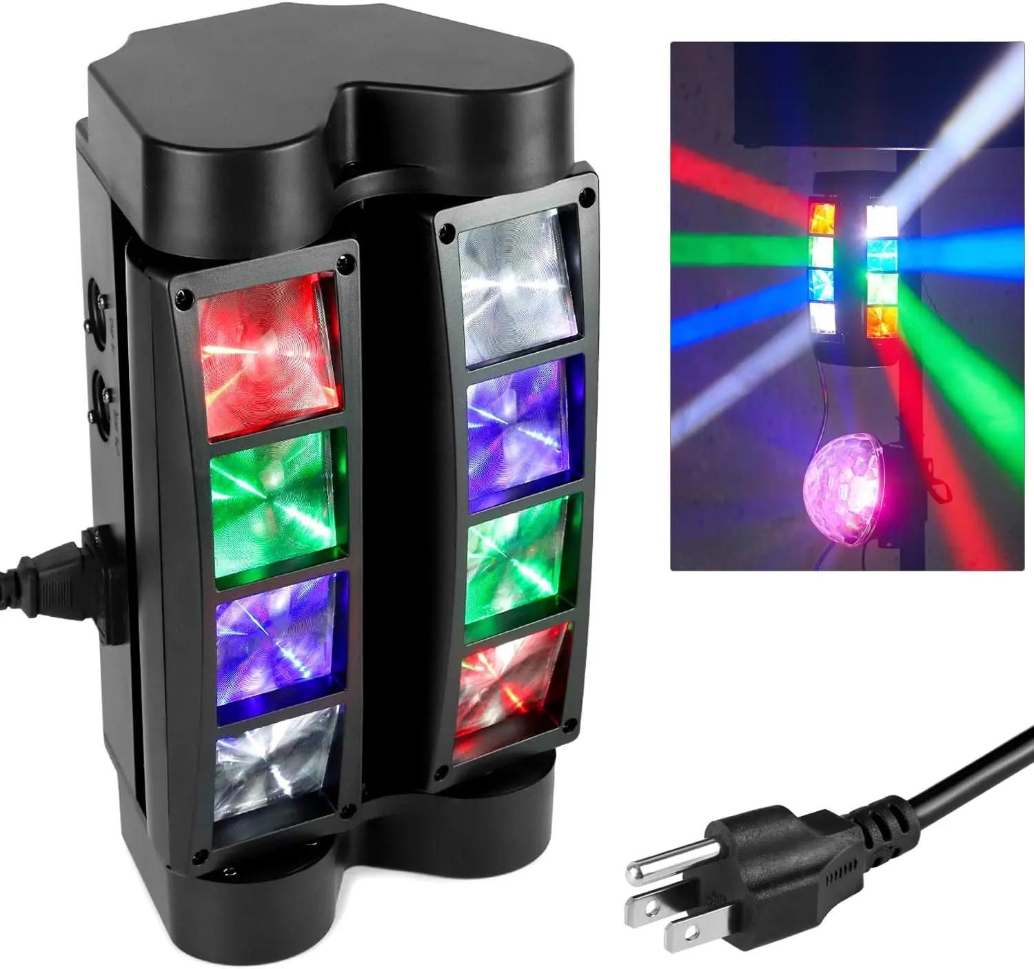 8x3W RGBW LED Moving Head Party Light with Adjustable RGB Lighting, 150° XY Rotation Beam, Sound Activation, DMX512 Control, Stage Mount for DJ Events, Disco (Sports & Outdoor Camping & Hiking Lights & Lanterns), Party Lights