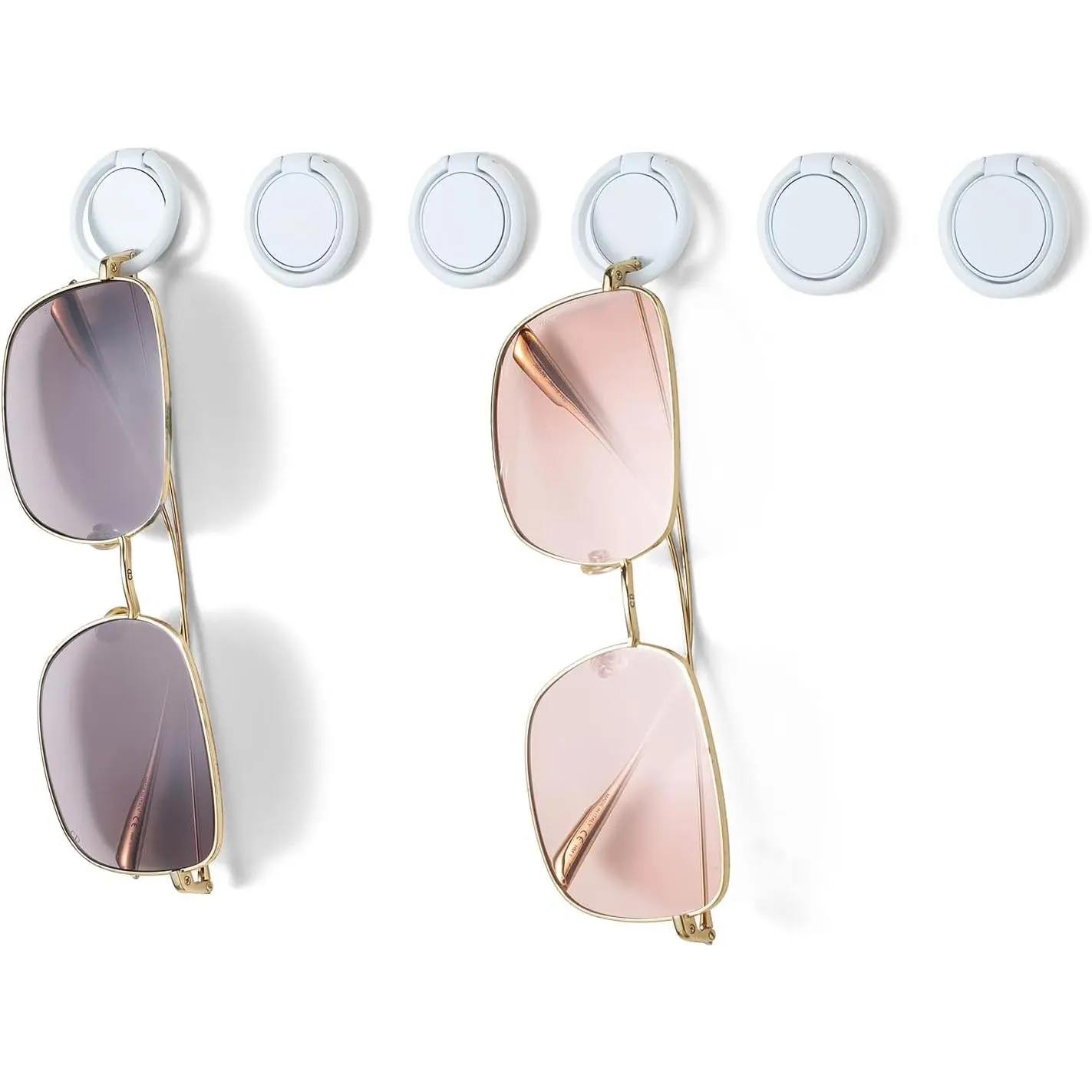 Sunglasses Organizer Wall Mounted Sunglasses Holder 6 Pack Hanging Eyeglass Holder (White with Adhesive)
