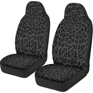 Black Leopard Print Car Seat Covers Universal Front Car Seats Anti-Slip Back Fabric Removable Automotive Accessories Suitable for Cars SUV