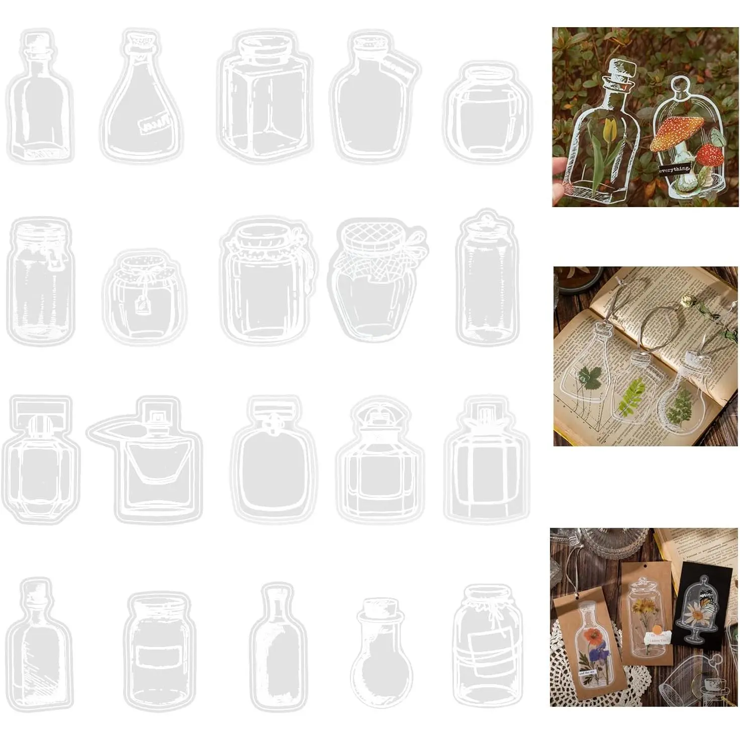 20Pcs Random Clear Dried Flower Bookmarks DIY Floral Transparent Stationery Natural Decor Supply For Book Mark Student Office Daily Study Handcraft Light Multi Purpose Floral Bookmark Small Accessory For Reading Page Marking Home Book Decor