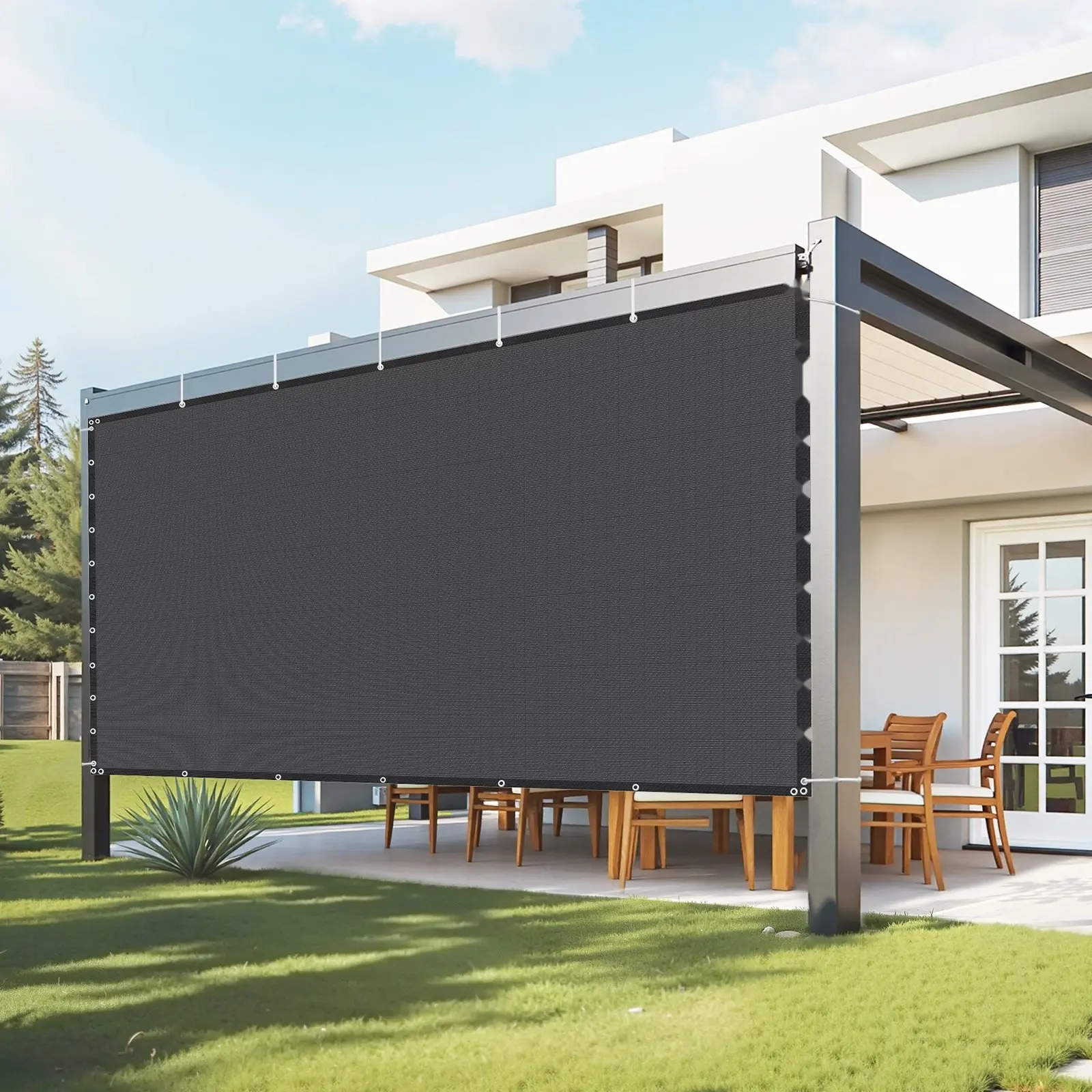 90% Sun Shade Cloth, 10 X 12 Ft Pergola Shade Cover With Stainless Steel Grommets, Sun Shade Canopy Privacy Screen Made From 140 GSM HDPE Material For Outdoor Patio Garden Backyard (Black)
