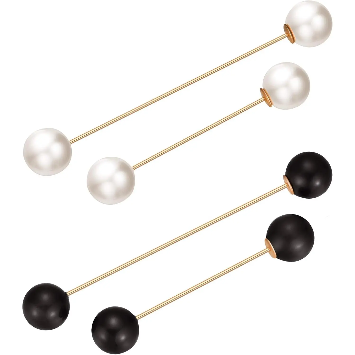 4 count Sweater Shawl Clips Pearl Brooch Pins for Women Cardigan Sweater Clip Double Faux Pearl Brooches Vintage Shirts Pin for Clothes Women Girl Costume Accessory