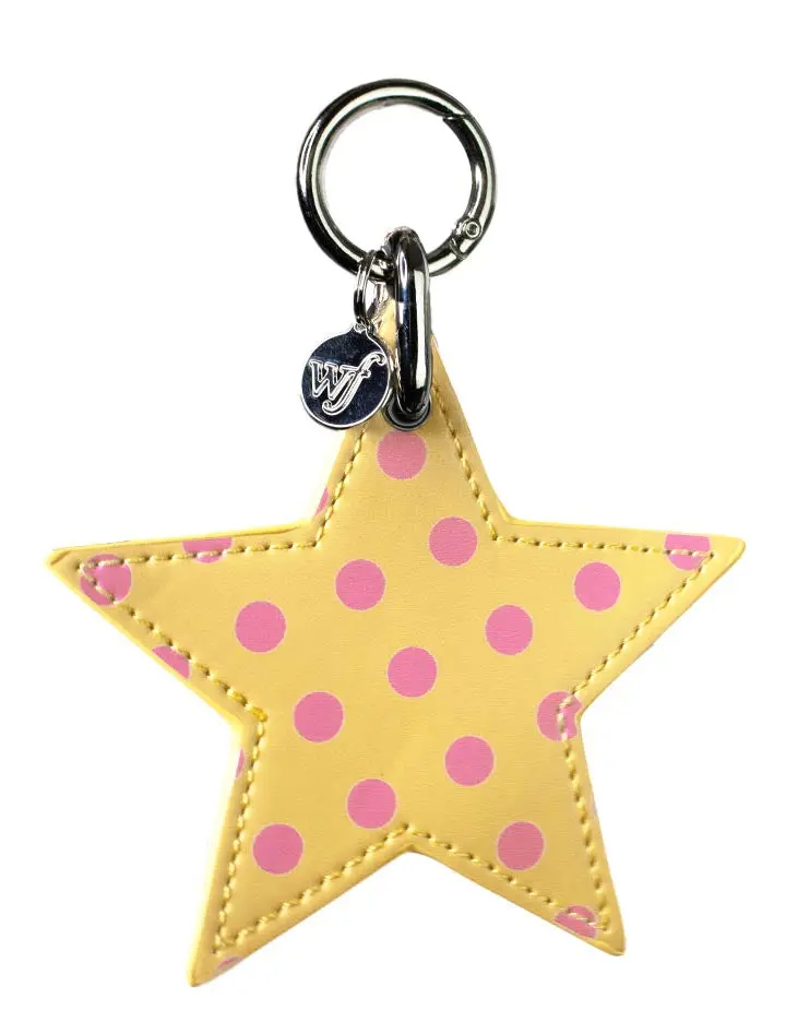 Yellow & Pink Polka Dot Star Charm | Limited Edition Trendy iPhone Charm Accessory | Dainty Cute Starry | Women Owned Small Business | Yellow Pink Polka Dot Charm | Gift For Her | Cute Attachment For Phone Case