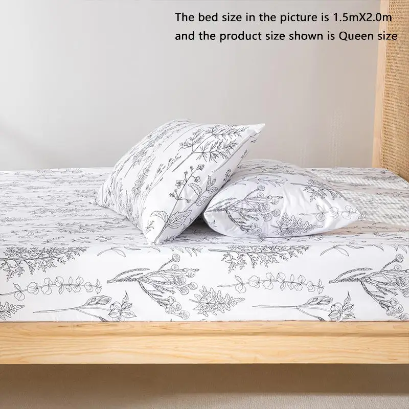 Floral Print Fitted Sheet & 2counts Pillowcase, 1 Set Boho Elastic Bedding Set, Bedroom Bedsheet Accessories, Bedroom Gadgets, Soft Comfortable Bedroo