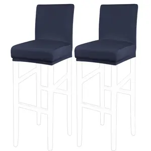 PiccoCasa 2pcs Stretch Bar Stool Covers, Pub Counter Height Side Chair Covers with Elastic Band 14" x 14" x 12" Dark Blue