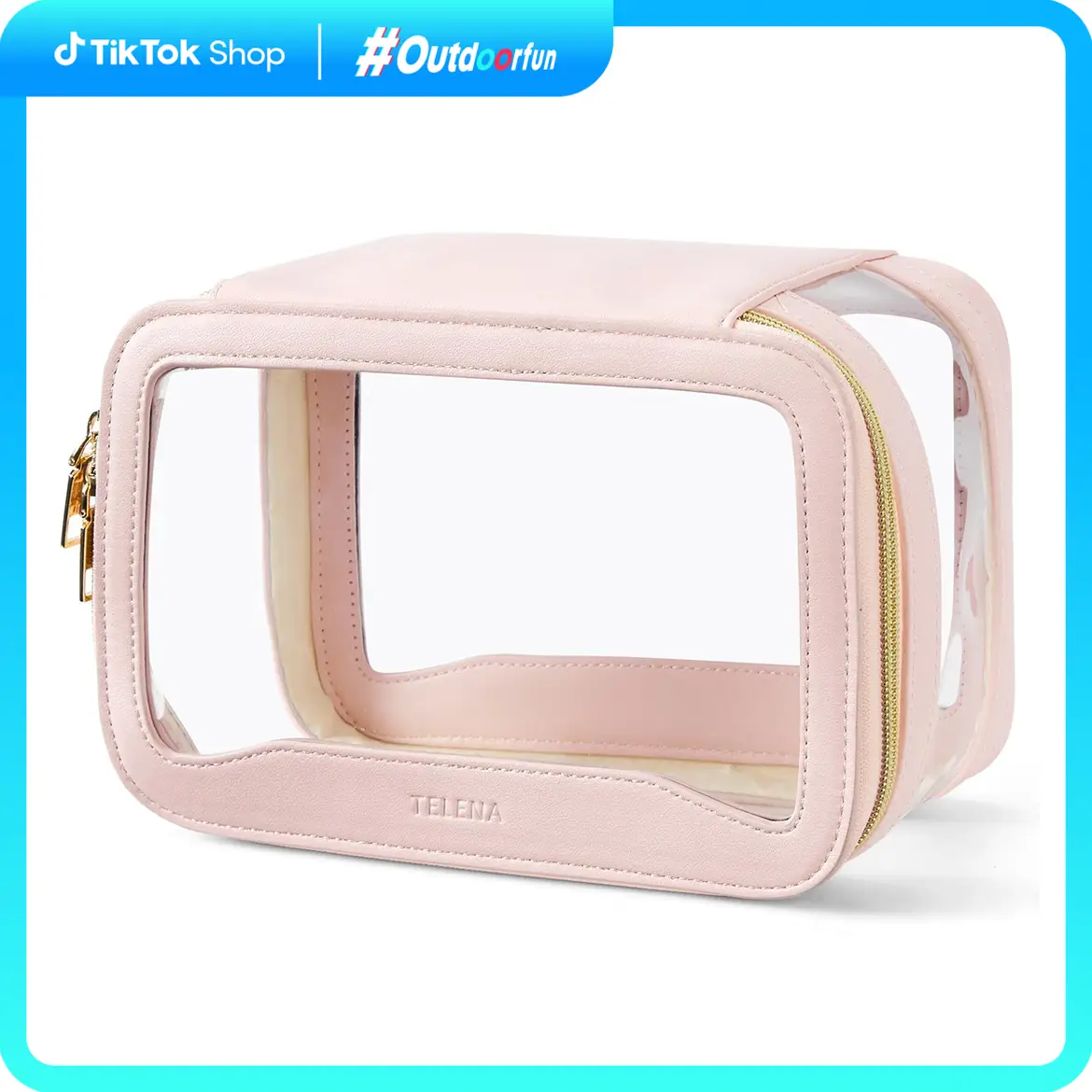 Telena Clear Makeup Bag Travel Toiletry Cosmetic Bag Portable Make Up Organizer for Women Waterproof Container Gift Compact #Outdoorfun