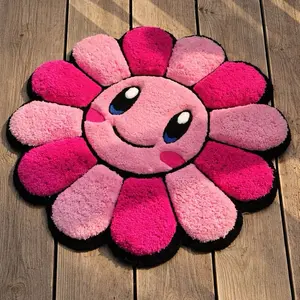 Custom Tufted Smiley Face Flower Rug