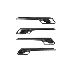 4-Piece ABS Automotive Interior Door Handles Panel Trim Kit, UV-Coated Laser Cut Carbon Fiber Car Interior Kit, Easy-Install High-Quality Replacement for 2022+ Chevy Silverado/GMC Sierra, Automotive Cars Accessories