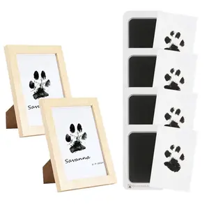 pet Paw Print Kit, 4-Pcs Ink Pads + 2 Photo Frame, Mess-Free Paw Print Stamp Pad for Dogs & Cats, Clean Touch Ink Pad, Dog Paw & Nose Print Kit, Keepsake Gift For Dogs And Cats, Memorial Gift,  Memorials imprint card, Pet Print Photo Frame Kit Custom Care