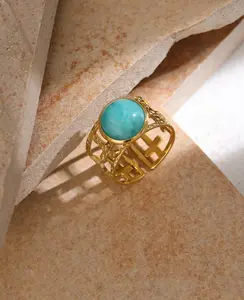 R340 – Opening Blue Stone Trendy Ring!