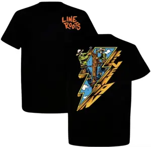 Lineman Graphic T-Shirt, Line Roots Power Utility Worker Lightning Bolt Tee, Fashion For All, Full size, Full color