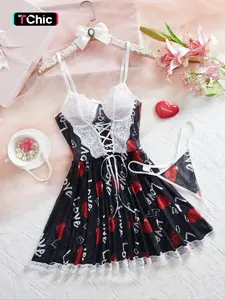 Women's Knitted Sleeveless Sexy Nightdress Set, Sweetheart Neckline Soft Fitted Thin Fabric Lightweight Womenswear Loungewear, All-Season Sleepwear, Birthday Gift