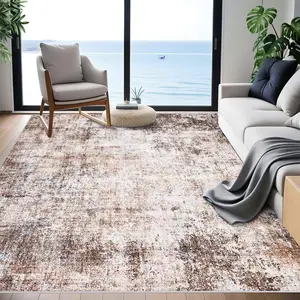 Garvee Washable Rugs Soft Short Pile Area Rugs for Bedroom Non Slip Non Shedding Extra Living Room Rug for Living Room Bedroom Brown 9 * 12
