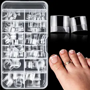 240pc Soft Gel X Toe Nail Tips Short Fake Toenail Tips  Square Fake Toe Nail Tips for Toes Press on Toenails, Clear False Toe Nail Press ons, Nail Art Tools