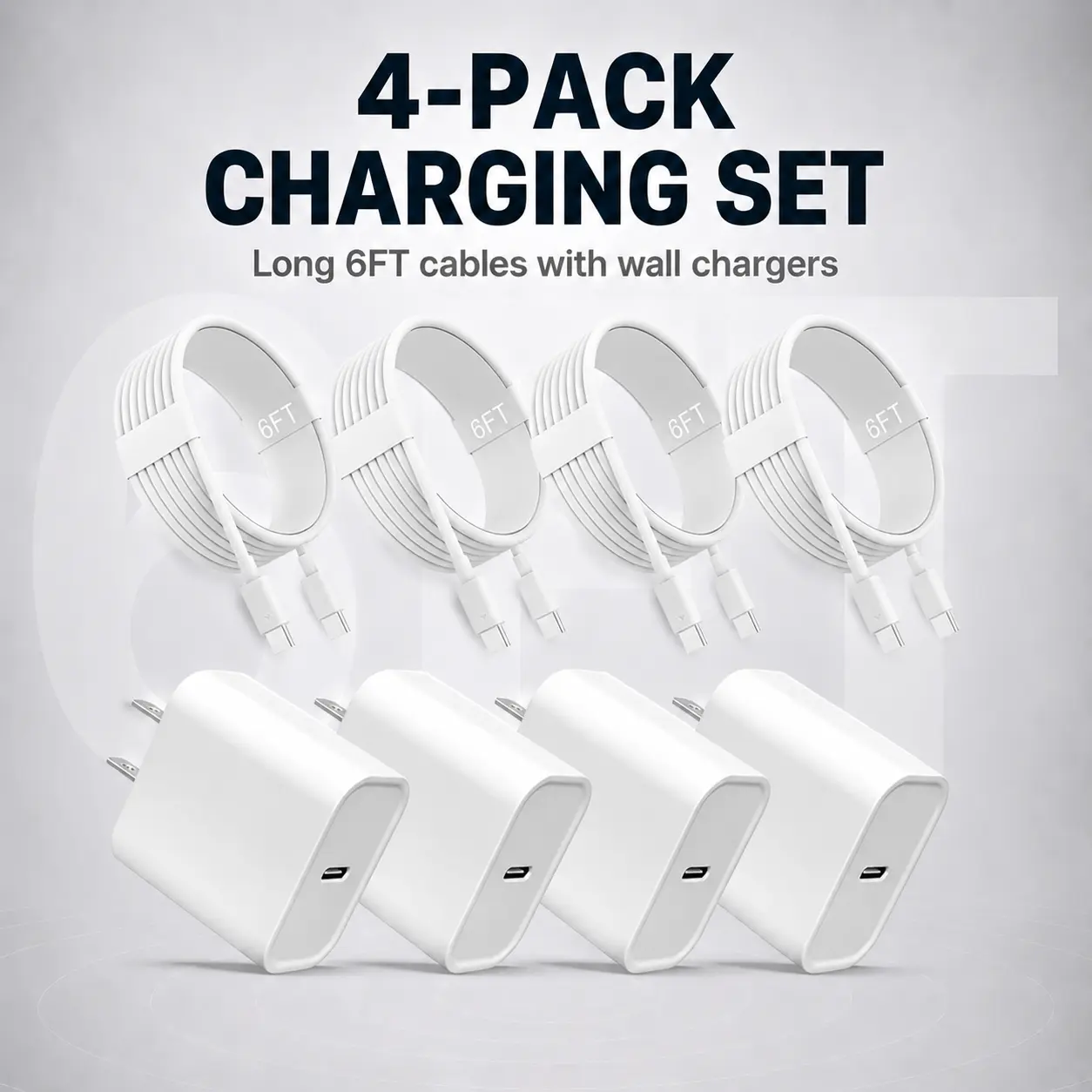 6FT iPhone 17 16 15 Charger Fast Charging Type C Chargers USB C Charger Block i Phone 16 Chargers with 4 Pack 6FT Cable for iPhone 16/16 Plus/16 Pro/16 Pro Max/iPhone 15/15 Pro Max/Samsung(White)
