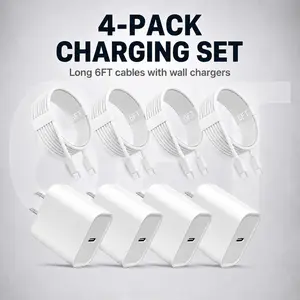 6FT iPhone 17 16 15 Charger Fast Charging Type C Chargers USB C Charger Block i Phone 16 Chargers with 4 Pack 6FT Cable for iPhone 16/16 Plus/16 Pro/16 Pro Max/iPhone 15/15 Pro Max/Samsung(White)
