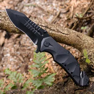 23.2cm Black Stainless Steel Waterproof Compact Outdoor Survival Folding Tool, Multi-Function EDC Gear for Camping, Hiking