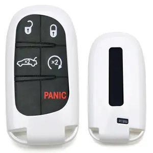 iJDMTOY Exact Fit Glossy Pearl White Smart Key Fob Shell Cover For Charger Challenger Dart Durango Journey, Grand Cherokee Renegade, 200 300, etc