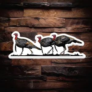Three Birds Wild Turkey  Hunting Sticker, Laptop Water Bottle Decal Sticker