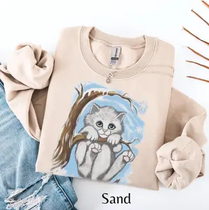 Vintage 90s Kitty Cat Sweatshirt | Pop Culture Inspired Crewneck for Music Fans