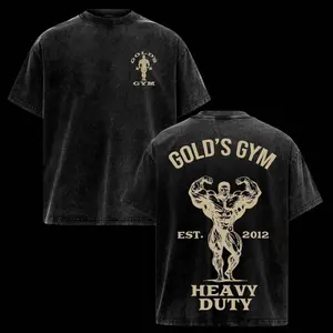 Heavy Duty Gold’s Gym Vintage Washed Oversized Gym T-Shirt – Bodybuilding Pump Cover Tee