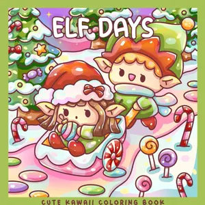 Elf Days: A Kawaii Christmas Coloring Book for Kids, Teens & Adults: Cute Winter Coloring Pages with Festive Snowy Scenes, Gifts, and Holiday Cheer (Sweet & Kitsch)