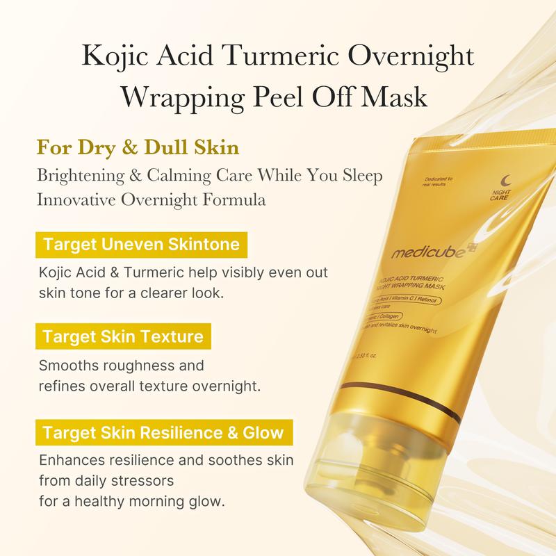[medicube] Kojic Acid Turmeric Night Wrapping Mask | Overnight Wrapping Mask, Morning Shed, Turmeric, Niacinamide, Vitamin C