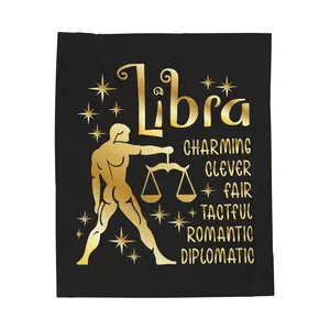 Libra Astrology Horoscope Golden Zodiac Sign Velveteen Plush Blanket