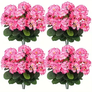 Artificial Geranium, Faux Flower with Leaves, Artificial Flowers, Decorative Flower for Home Garden Porch Outdoor, Home Decor Supplies, Fruit