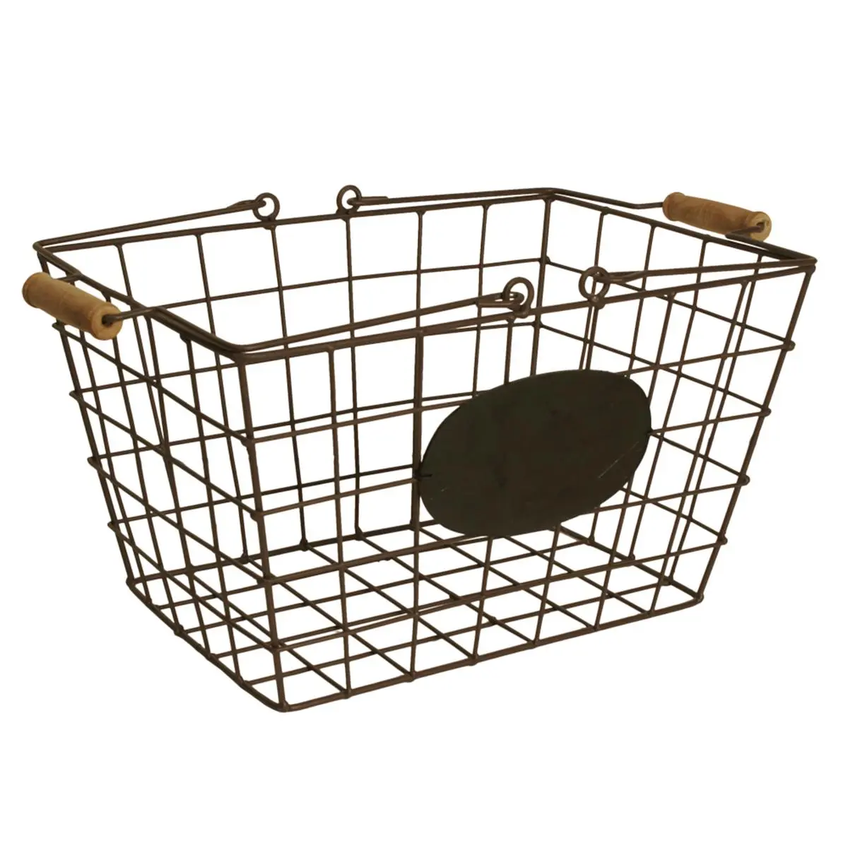 Wald Imports 6404-M Wire Market Basket - Medium Home Organizer Storage Basket with 5.25x3.25 in. Decoratively Turned Handles, 13x9x7.5 in., 2.43 lbs, 13 X 9 X 7.5 In.
