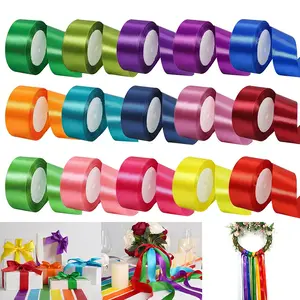 4cm/1.57inch Satin Ribbon Roll, 15 Rolls/375 Yards Polyester Fabric, Ideal for Gift Wrapping & Holiday Decorations, Perfect for Weddings, wedding centerpieces, Christmas Trees & Wreath