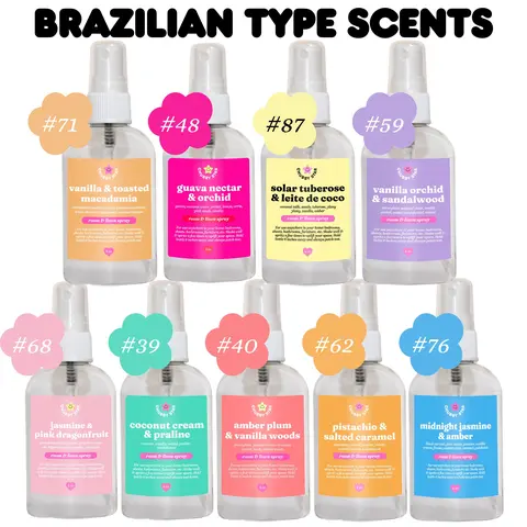 Brazilian Scented Room & Car Sprays - Select Your Scent - Long Lasting Fragrant Room Spray, Linen Spray, Pillow Mist, and Car Spray Freshener