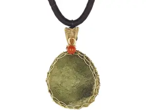 Raw Moldavite Crystal 14K Gold Plated Necklace,Rough Czech Meteorite Tektite Crystal Birthstone Necklace,Irregular Shape