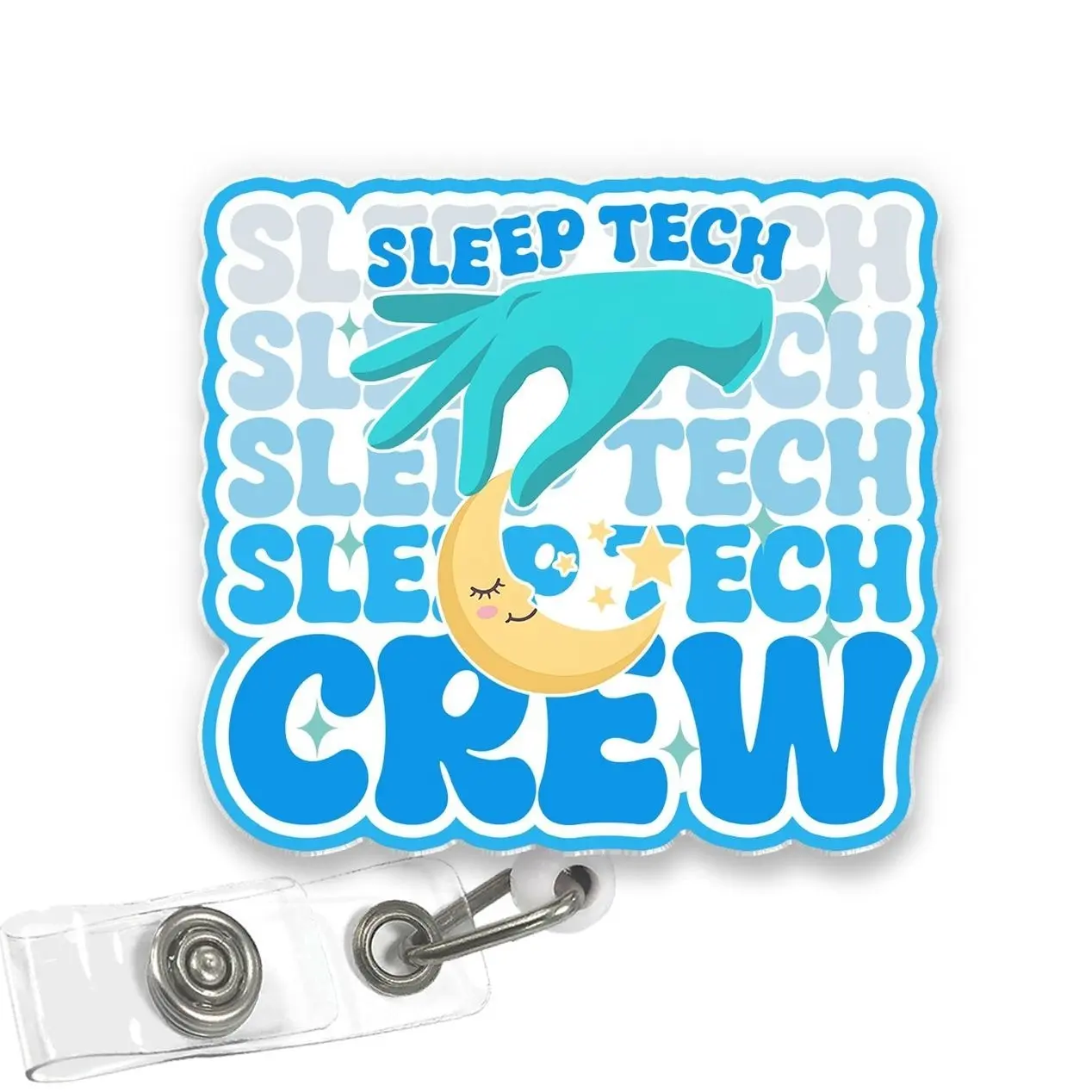 Sleep Tech Crew Badge Reel Funny Polysomnography RPSGT Retractable Acrylic ID Holder Clip Gift for Sleep Technologist Nurse AJZQ AO7