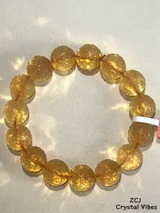 ZCJ Crystal Lemon Yellow Fretwork Beads Bracelet