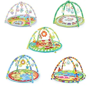 Baby Crawling Mat, Nursery Development Mat, 1 Count Baby Round Play Crawling Mat with 5 Random Style Hanging Toys, Fun Play Gift for Kids