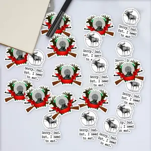 Stickers Pack 20 Pcs Moose Aesthetic Water Car Hunting Vinyl Bike Bullseye Guitar Laptop Bottle Skateboard Bumper Luggage Waterproof Colorful