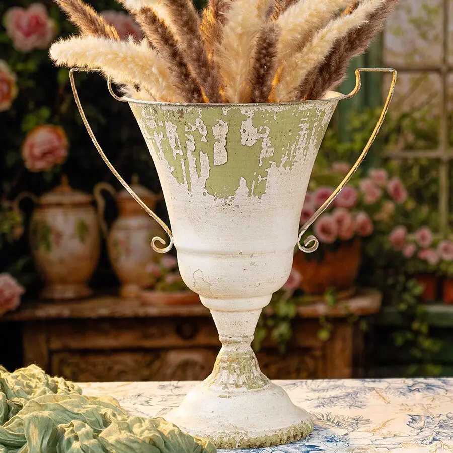 Vintage Metal Planter with Handles - Rustic Flower Pot for Home & Garden Decor, Perfect Gift